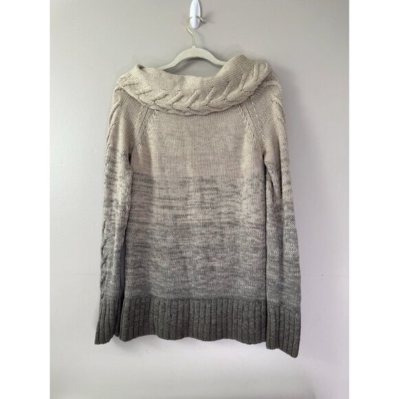 Vintage Vibes Limited Y2K Women S Sweater Cowl Neck Ombré Beige Gray Chunky Knit - Picture 8 of 13